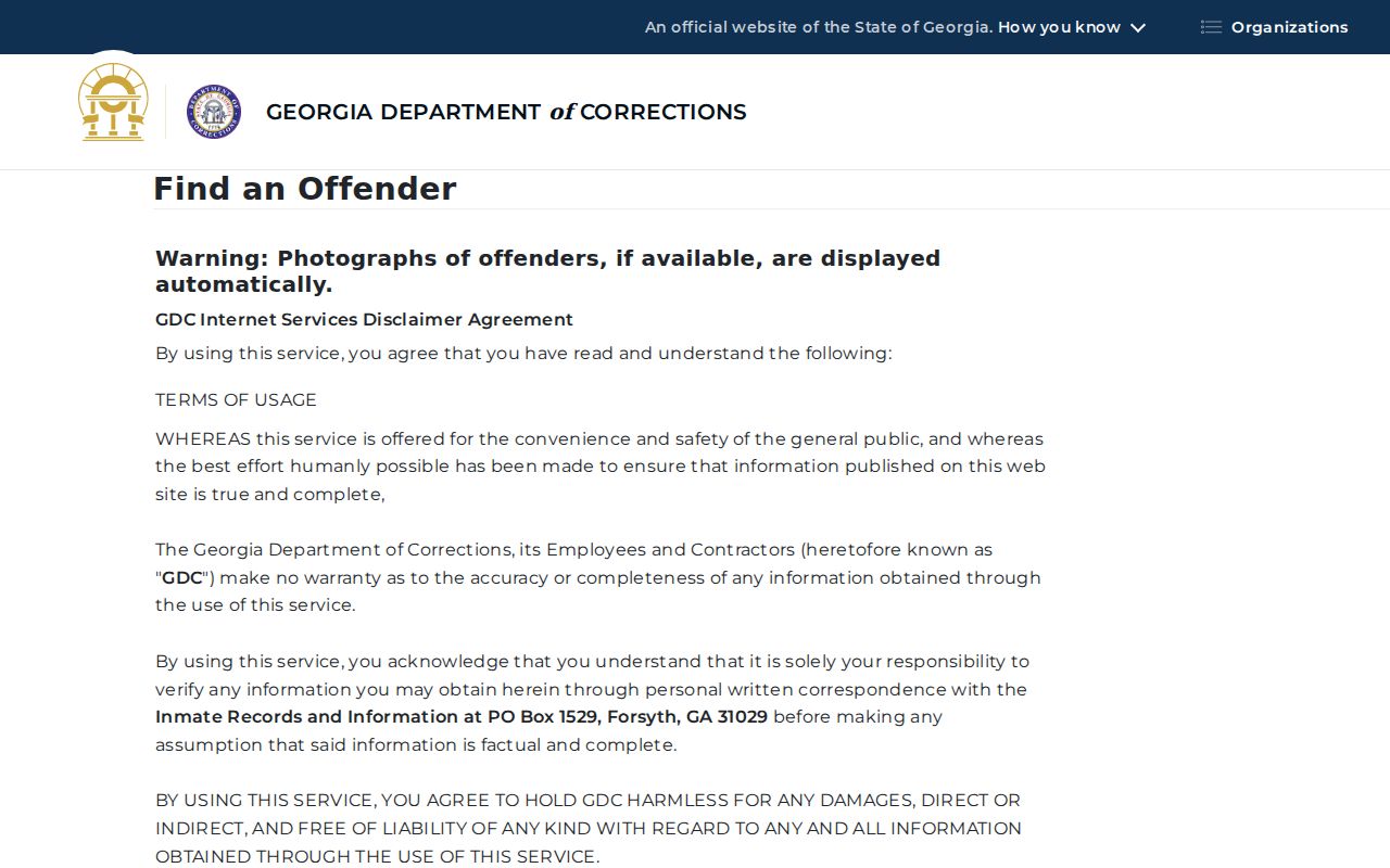 GDC state offender search after a Pickens County arrest