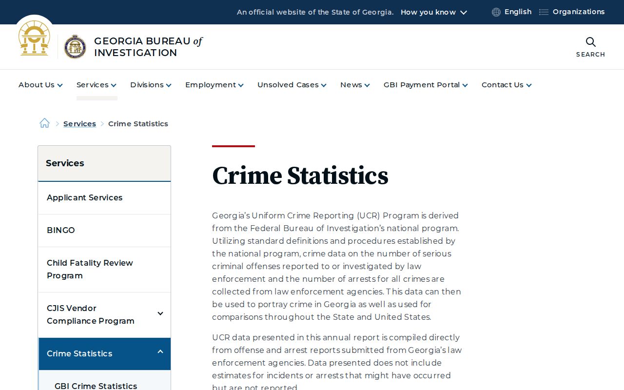 GBI crime statistics source for Pickens County